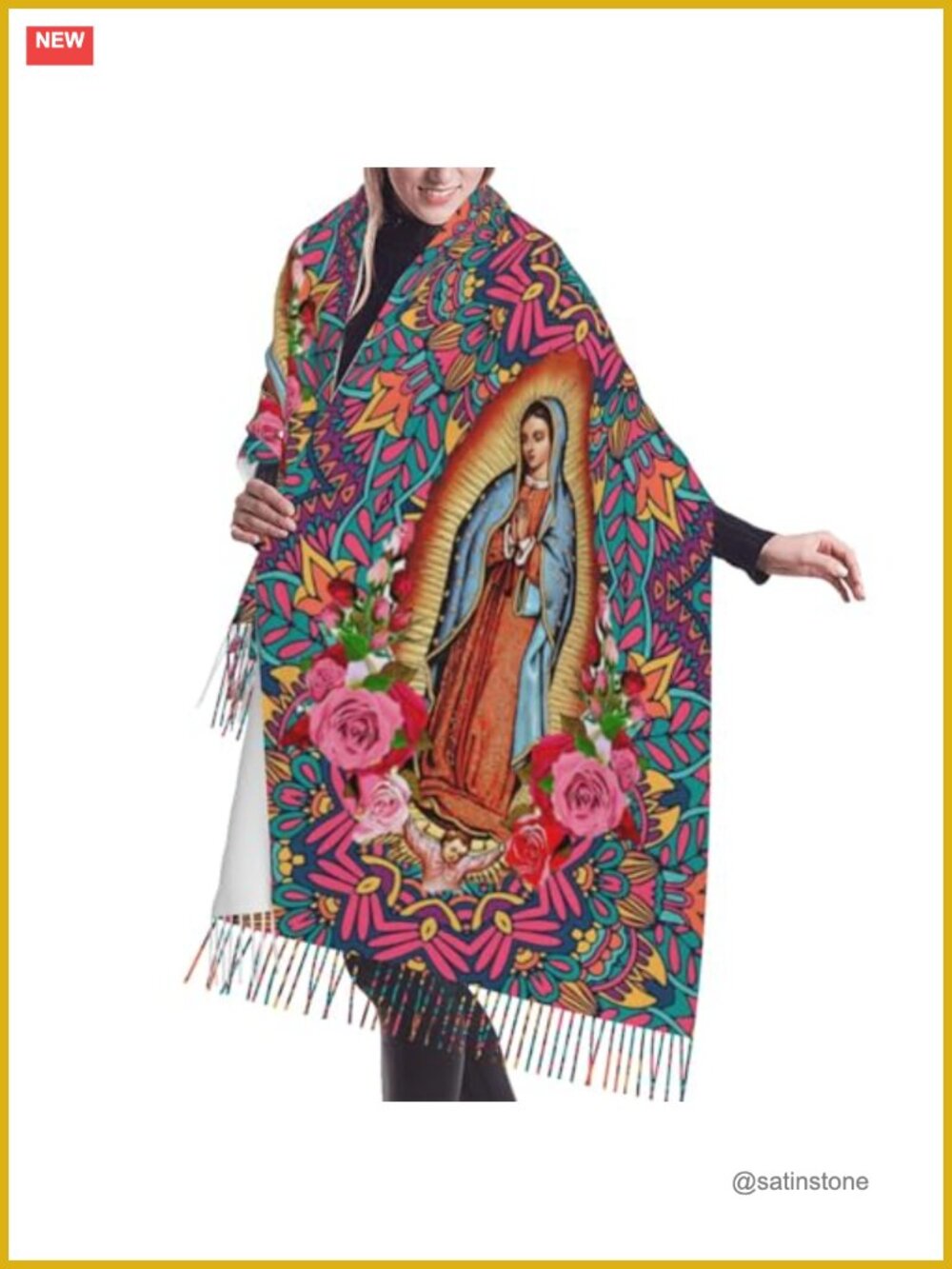 Oversized Soft Pashmina Scarf Tassel Wrap for Women Warm Shawl